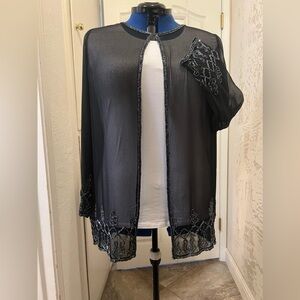 Signature Studio Black Sheer Beaded Jacket
